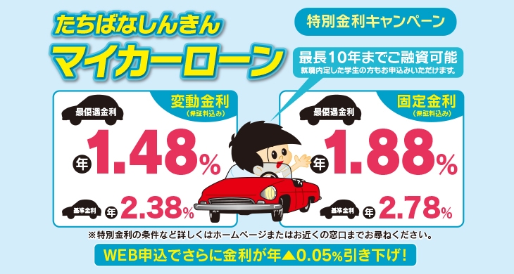 マイカーローン くらしのローン かりる たちばな信用金庫